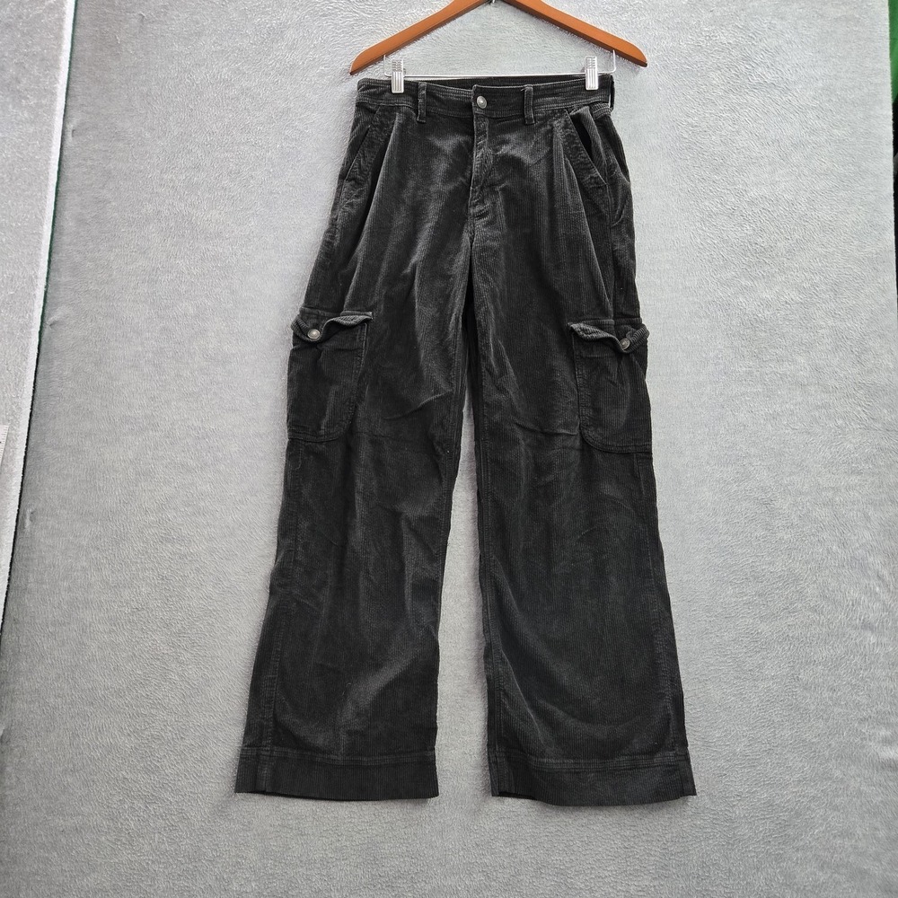 American Eagle Outfitters Women Pants 4 SHORT Black Cargo Corduroy  Baggy Skater
